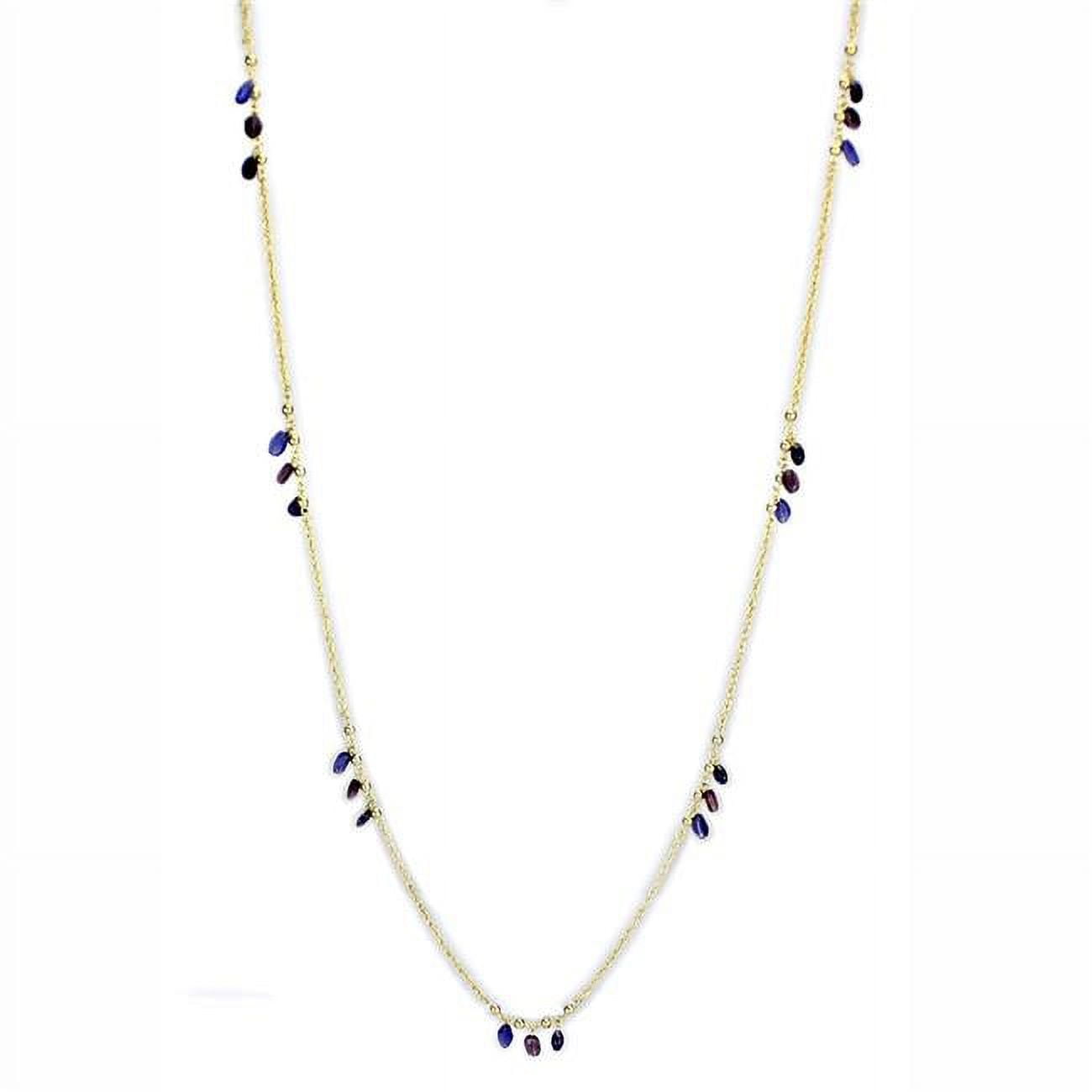 Picture of Alamode 3W1538-38 Women Gold Brass Necklace with Semi-Precious in Amethyst - 38 in.