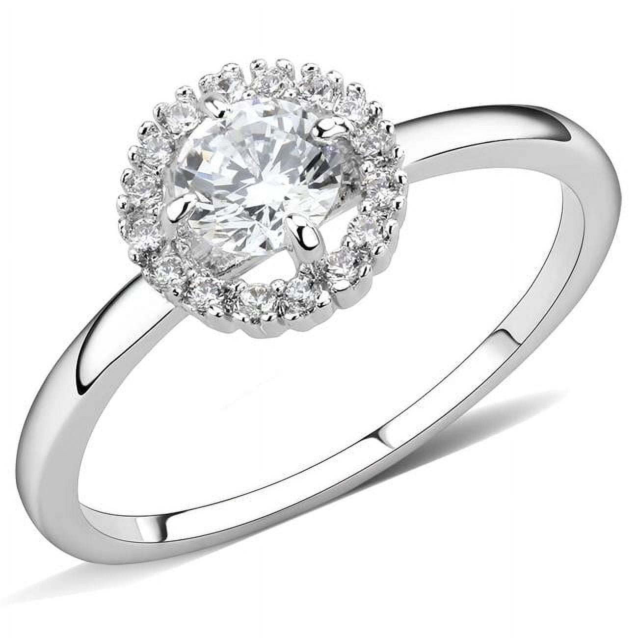 Women Rhodium Brass Ring with AAA Grade CZ in Clear - Size 7