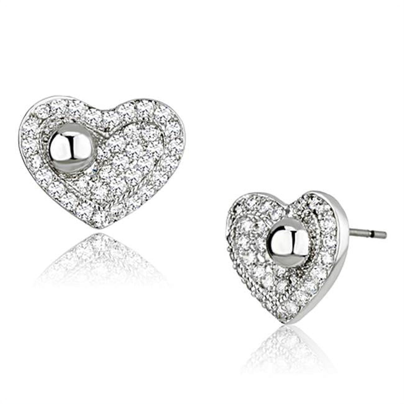 Picture of Alamode 3W374 Women Rhodium Brass Earrings with AAA Grade CZ in Clear