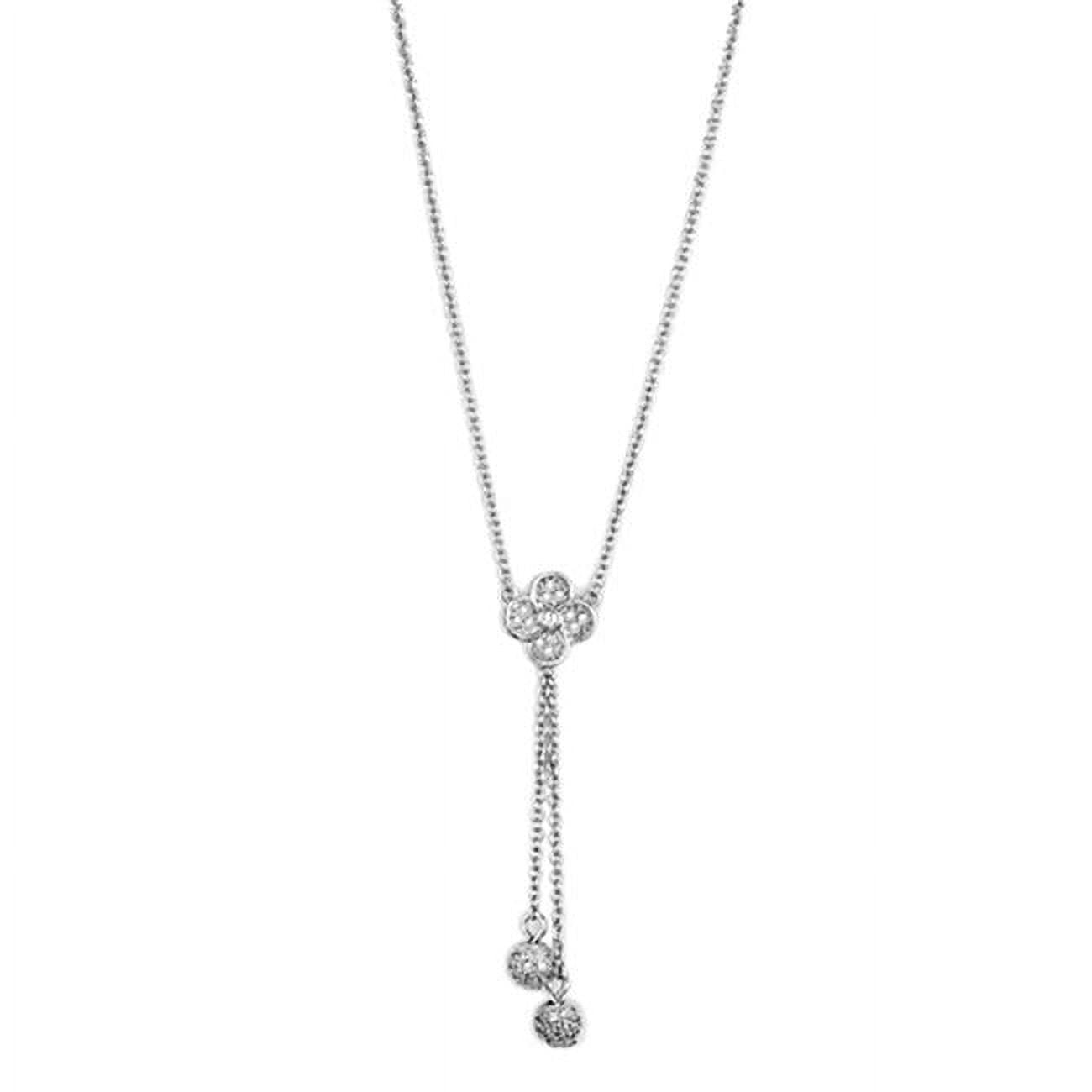 Picture of Alamode 3W424-16 Women Rhodium Brass Necklace with AAA Grade CZ in Clear - 16 in.