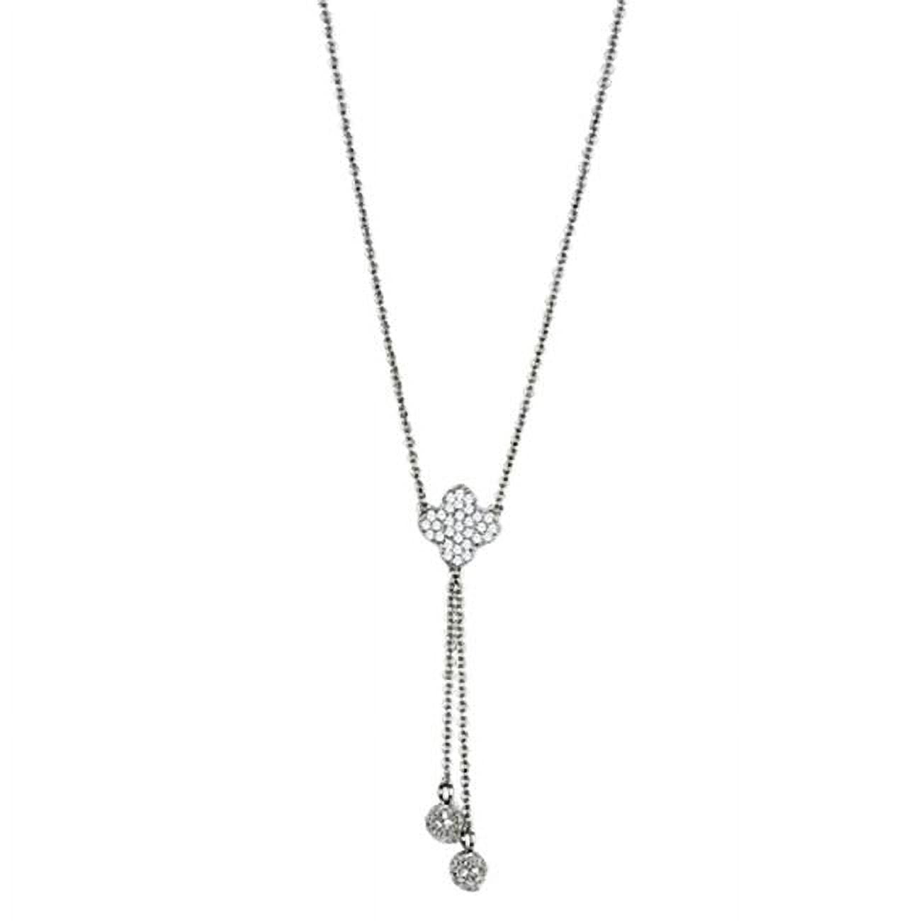 Picture of Alamode 3W427-16 Women Rhodium Brass Necklace with AAA Grade CZ in Clear - 16 in.