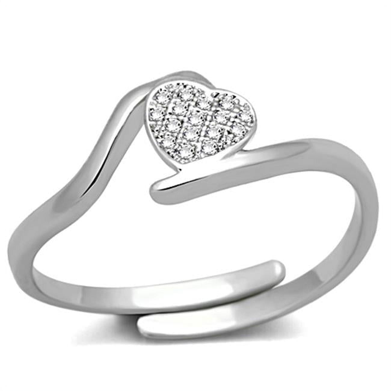 Women Rhodium Brass Ring with AAA Grade CZ in Clear - Size 9