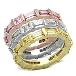 Women Tricolor Brass Ring with AAA Grade CZ in Multi Color - Size 7