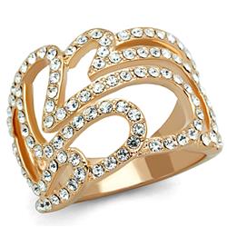 Picture of Alamode 3W733-6 Women Rose Gold Brass Ring with Top Grade Crystal in Clear - Size 6