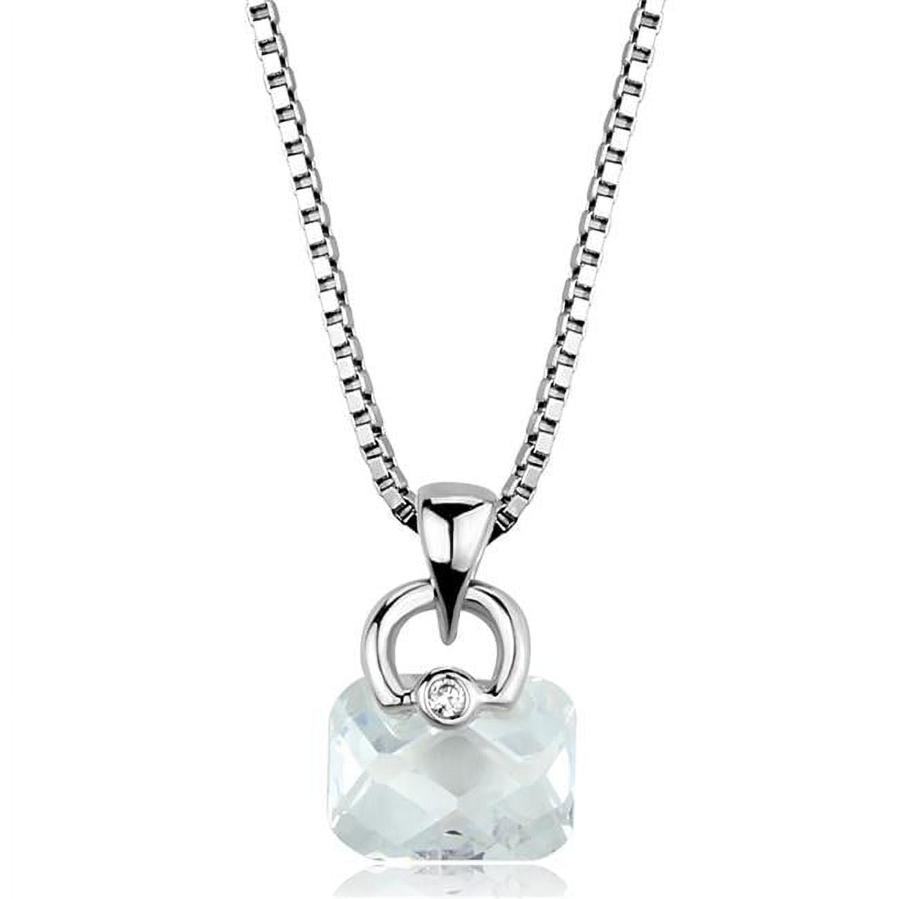 Picture of Alamode 3W844-18 Women Rhodium Brass Chain Pendant with AAA Grade CZ in Clear - 18 in.