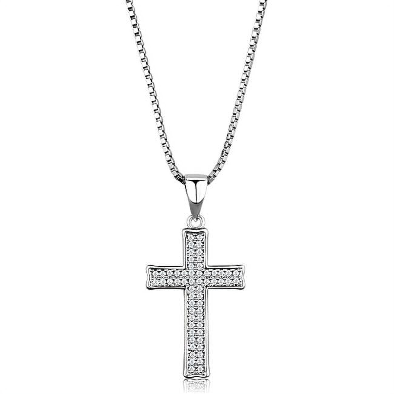 Picture of Alamode 3W846-18 Women Rhodium Brass Chain Pendant with AAA Grade CZ in Clear - 18 in.
