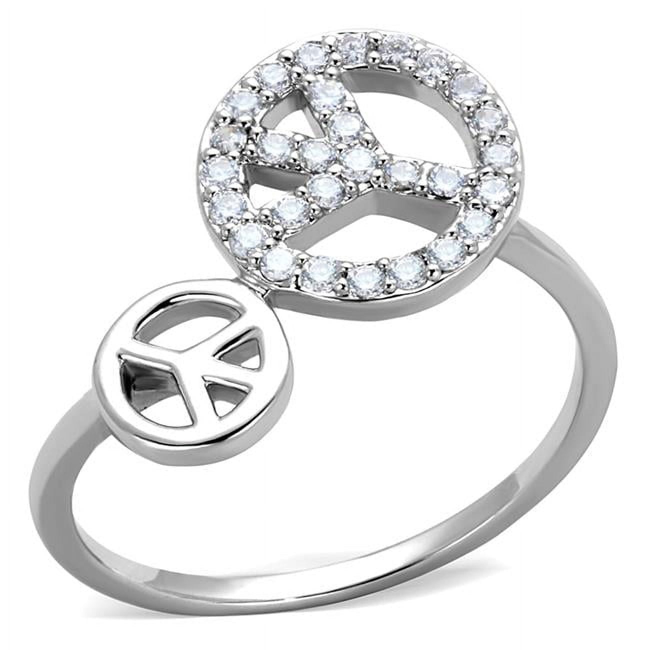 Women Rhodium Brass Ring with AAA Grade CZ in Clear - Size 9