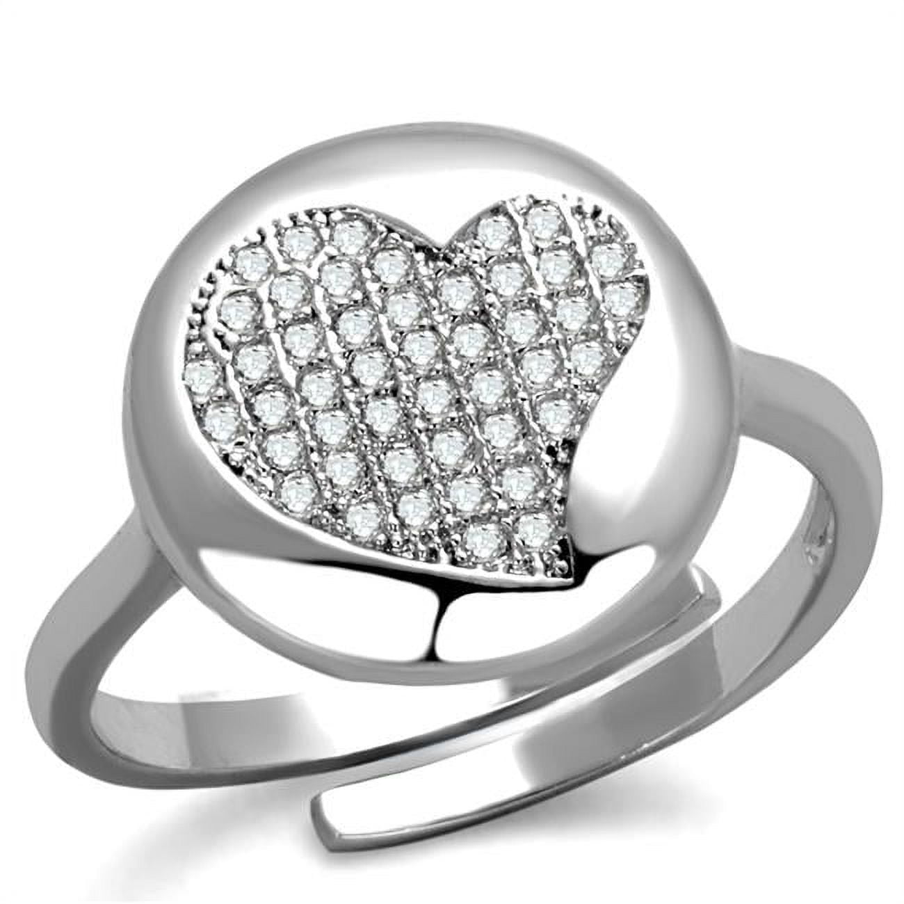 Women Rhodium Brass Ring with AAA Grade CZ in Clear - Size 7
