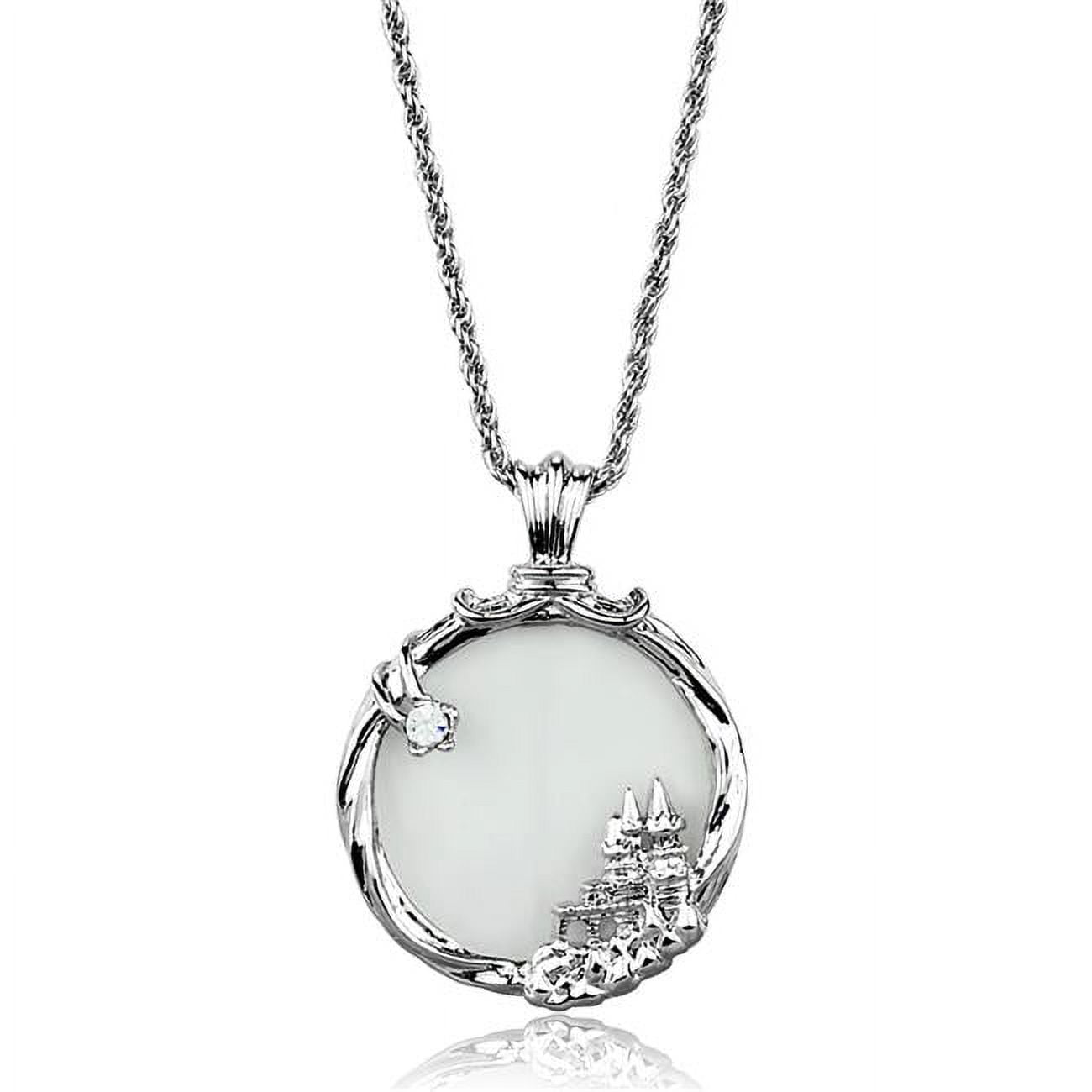 Picture of Alamode 3W907-26.5 Women Rhodium Brass Magnifier Pendant with Top Grade Crystal in Clear - 26.5 in.