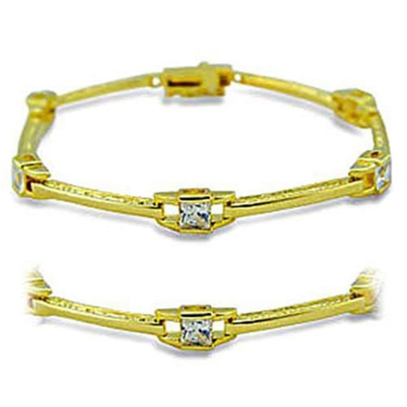 Picture of Alamode 416004-7 Women Gold Brass Bracelet with AAA Grade CZ in Clear - 7 in.