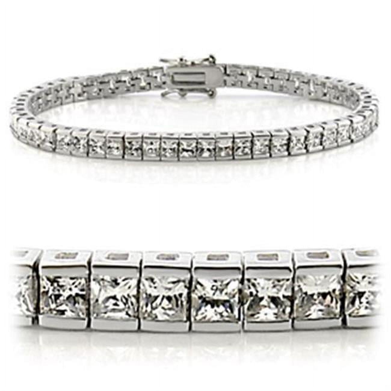 Picture of Alamode 47102-7 Women Rhodium Brass Bracelet with AAA Grade CZ in Clear - 7 in.
