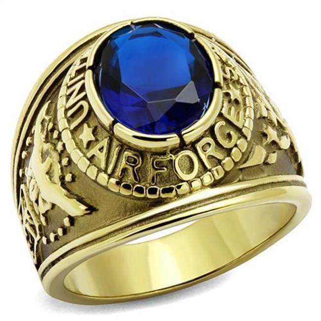 TK414708G-8 Men IP Gold Stainless Steel Ring with Synthetic in Montana - Size 8