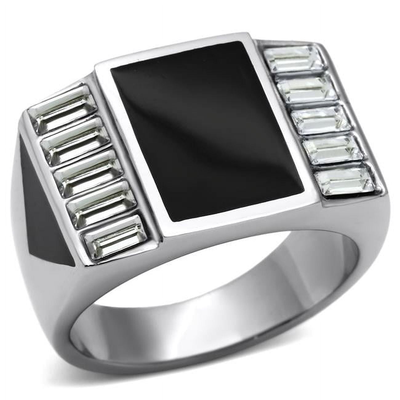 TK712-12 Men High Polished Stainless Steel Ring with Top Grade Crystal in Clear - Size 12