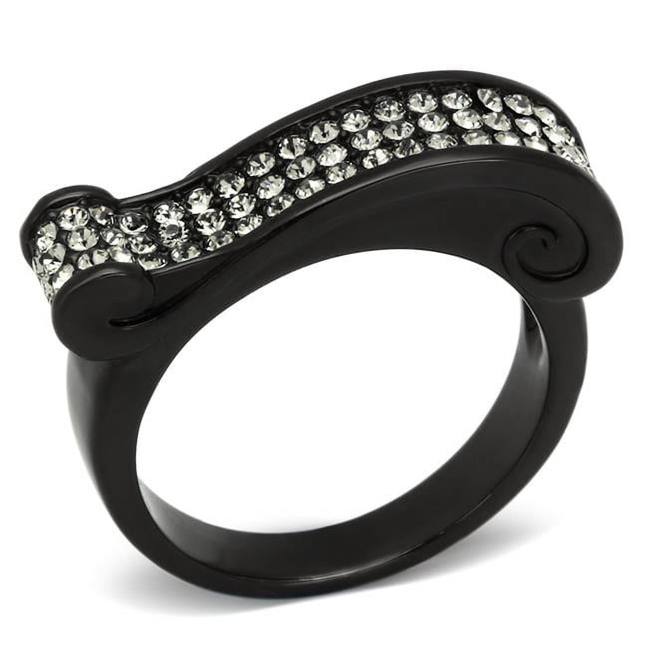 TK862-8 Women IP Black Stainless Steel Ring with Top Grade Crystal in Black Diamond - Size 8