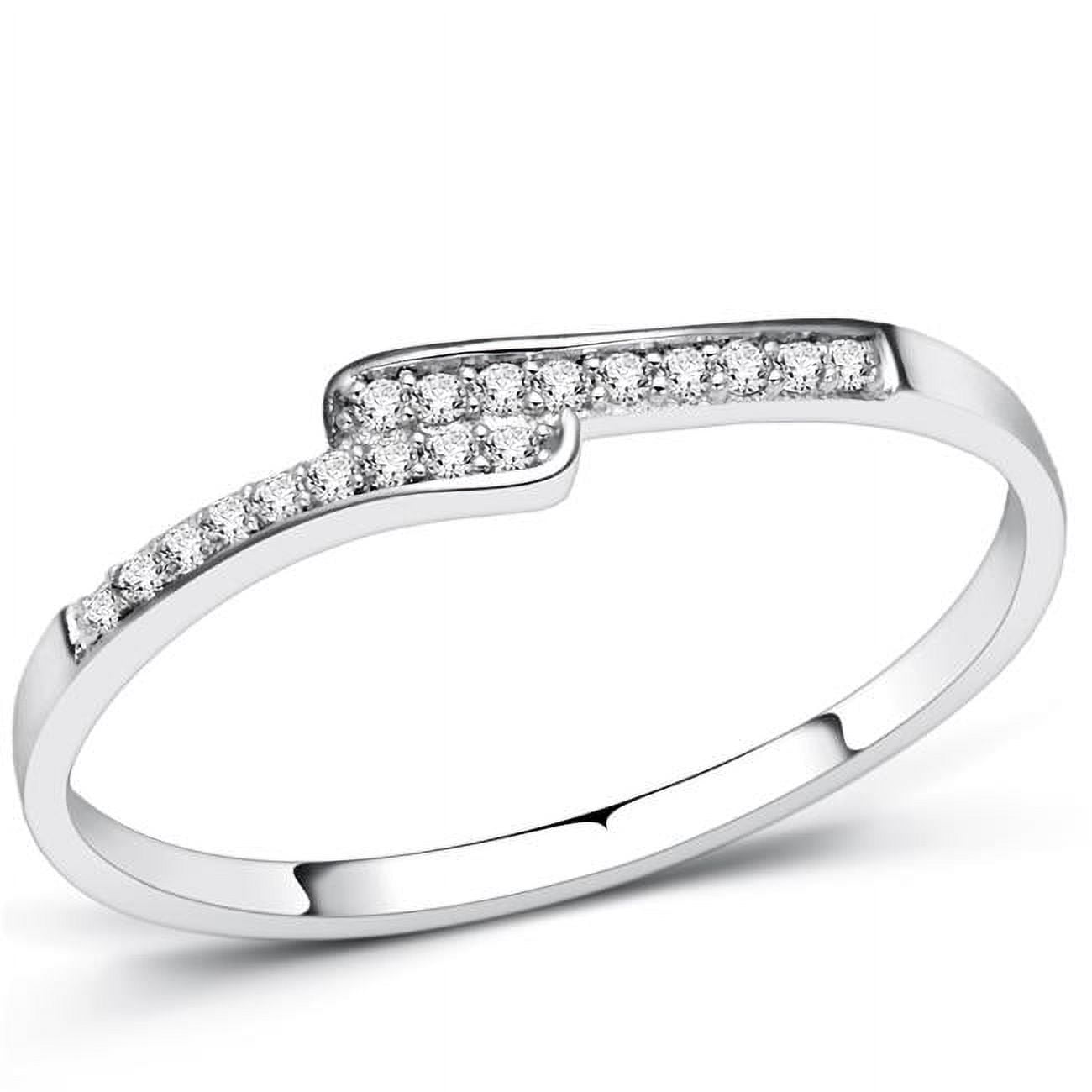 TS077-6 Women Rhodium 925 Sterling Silver Ring with AAA Grade CZ in Clear - Size 6