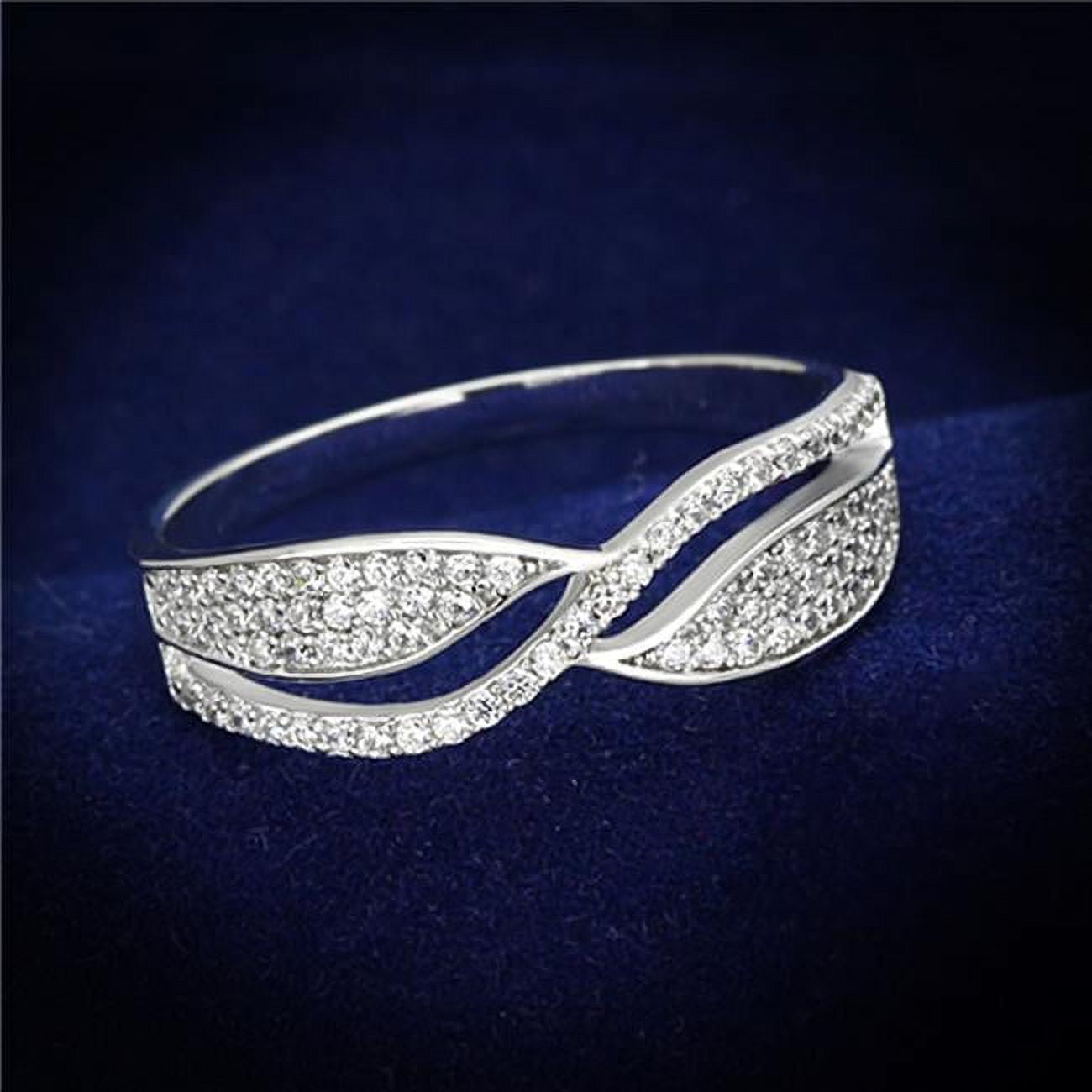 TS108-6 Women Rhodium 925 Sterling Silver Ring with AAA Grade CZ in Clear - Size 6