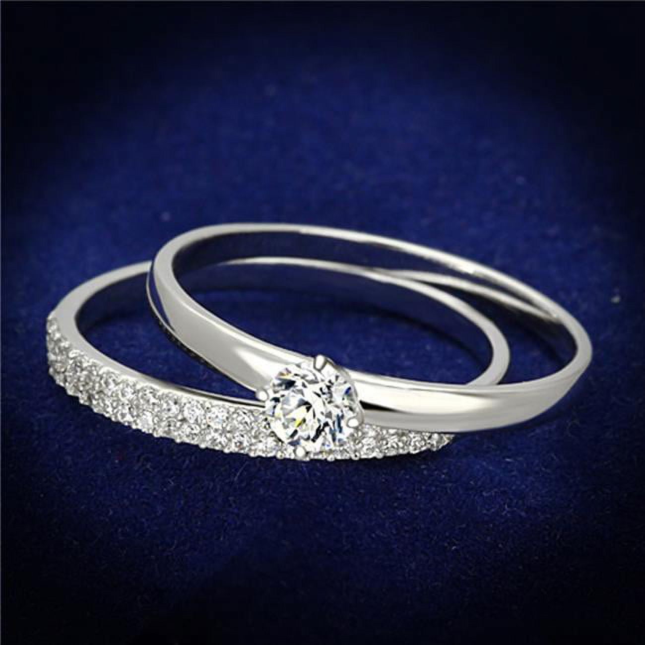 TS110-5 Women Rhodium 925 Sterling Silver Ring with AAA Grade CZ in Clear - Size 5