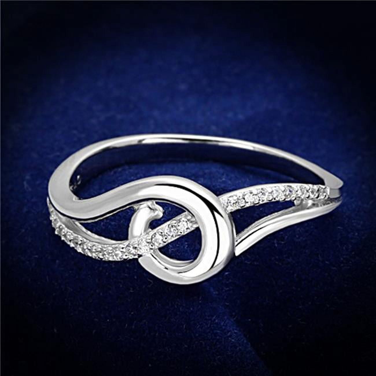 TS142-6 Women Rhodium 925 Sterling Silver Ring with AAA Grade CZ in Clear - Size 6