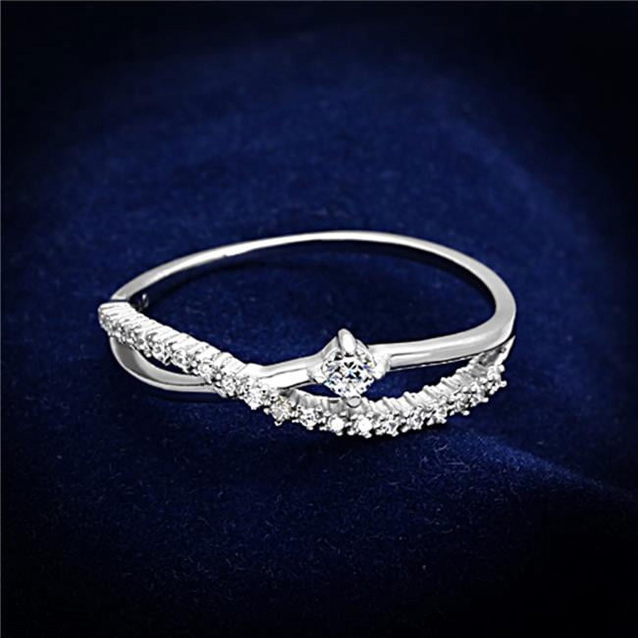 TS144-9 Women Rhodium 925 Sterling Silver Ring with AAA Grade CZ in Clear - Size 9