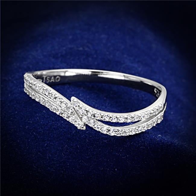 TS146-7 Women Rhodium 925 Sterling Silver Ring with AAA Grade CZ in Clear - Size 7