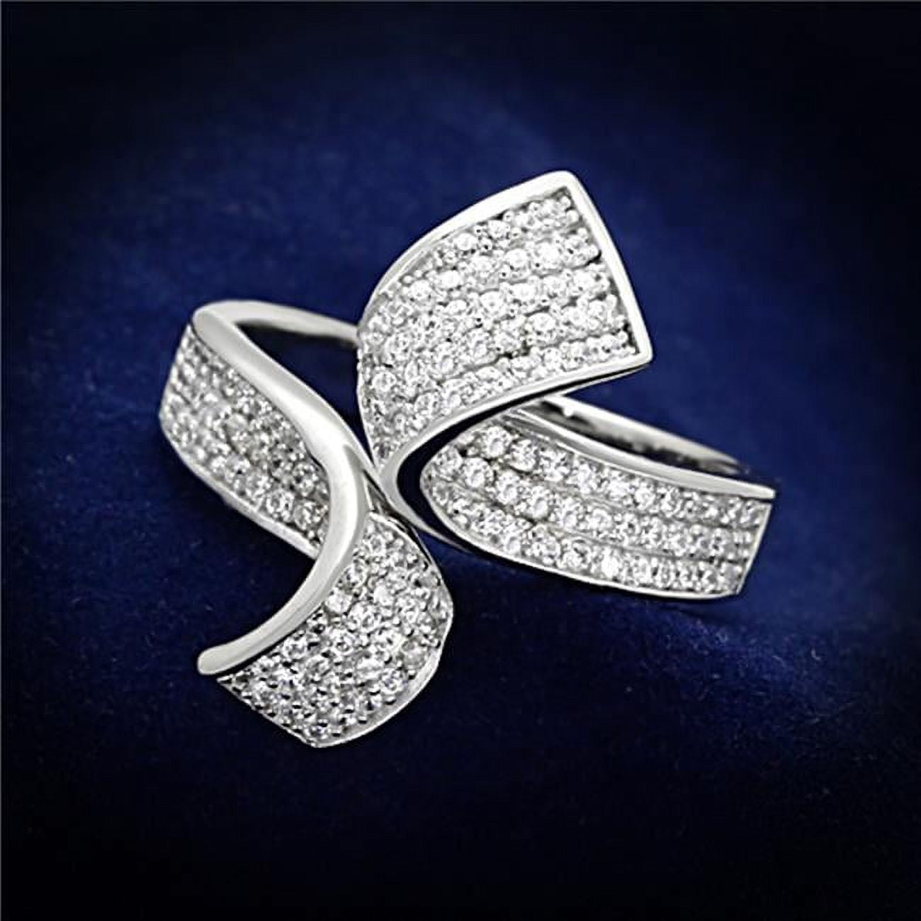 TS150-9 Women Rhodium 925 Sterling Silver Ring with AAA Grade CZ in Clear - Size 9