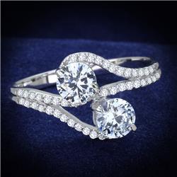 TS187-8 Women Rhodium 925 Sterling Silver Ring with AAA Grade CZ in Clear - Size 8