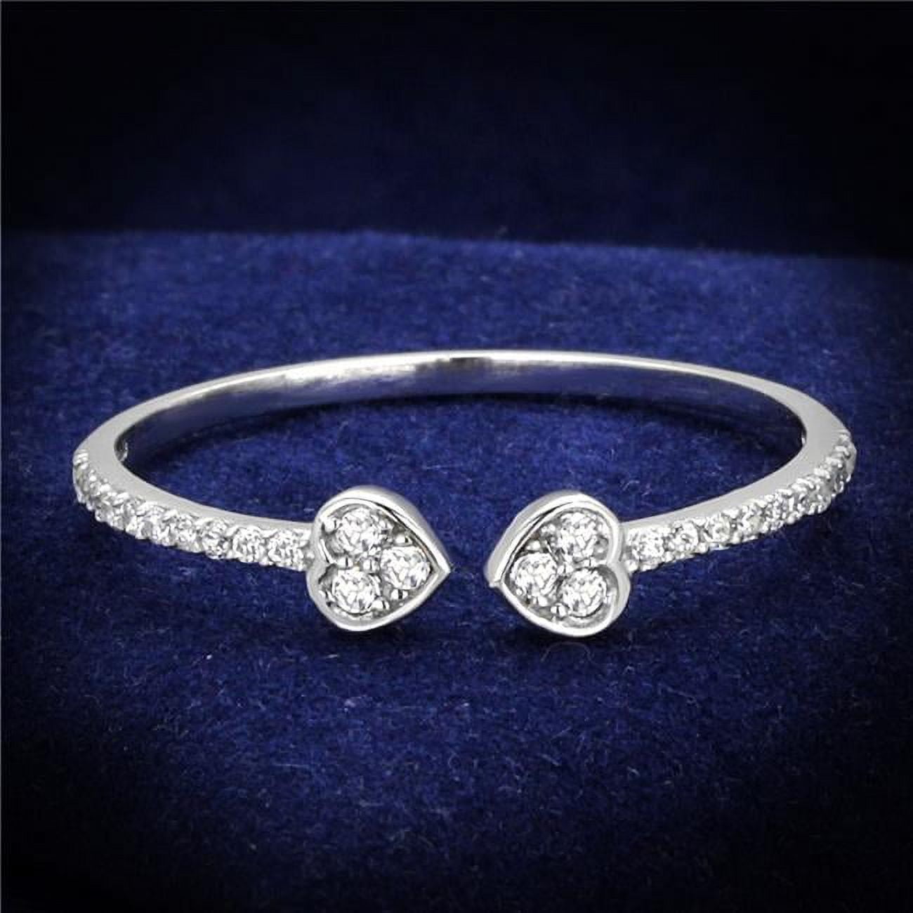 TS205-6 Women Rhodium 925 Sterling Silver Ring with AAA Grade CZ in Clear - Size 6
