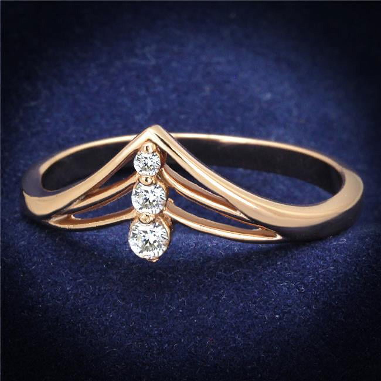 TS283-7 Women Rose Gold 925 Sterling Silver Ring with AAA Grade CZ in Clear - Size 7