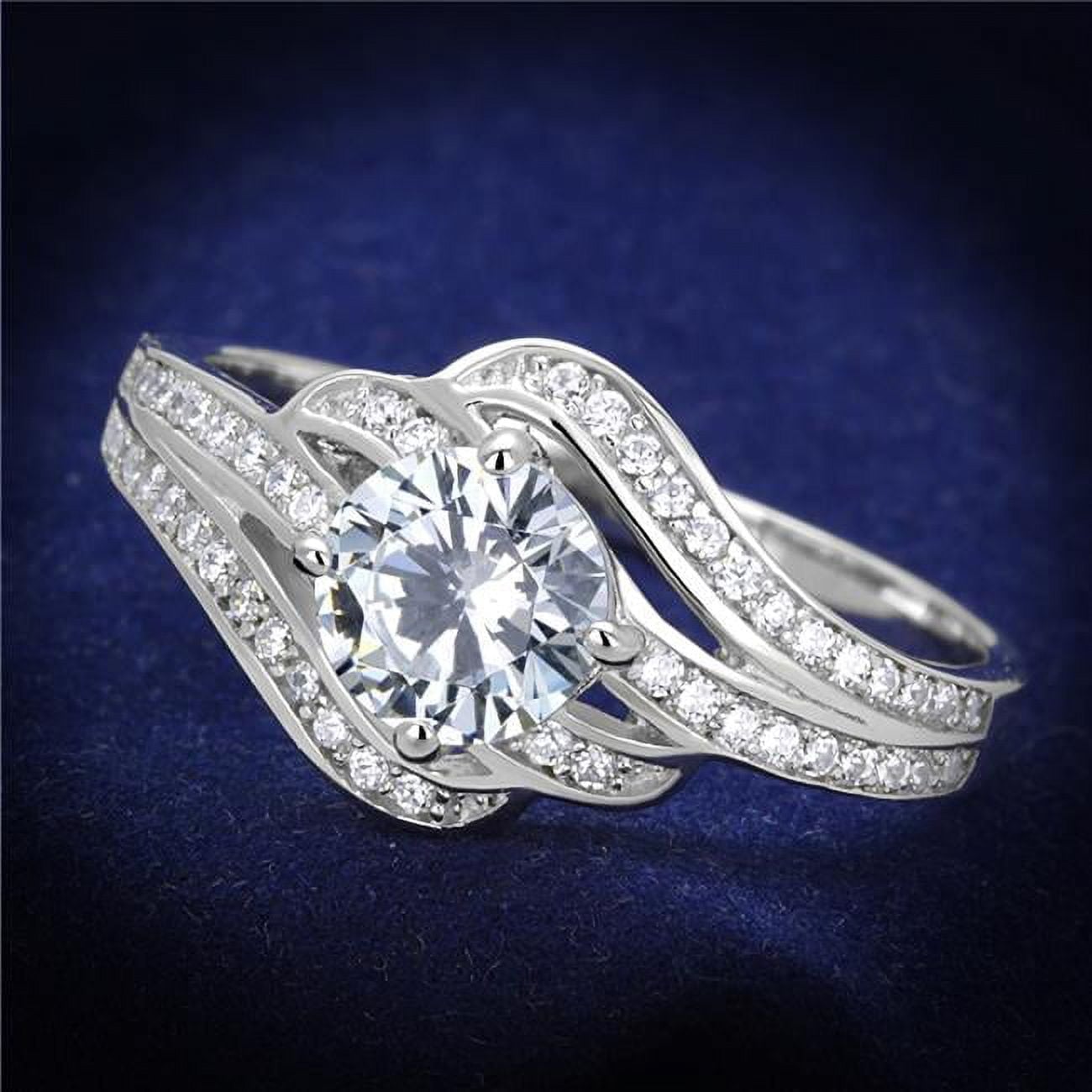 TS303-7 Women Rhodium 925 Sterling Silver Ring with AAA Grade CZ in Clear - Size 7