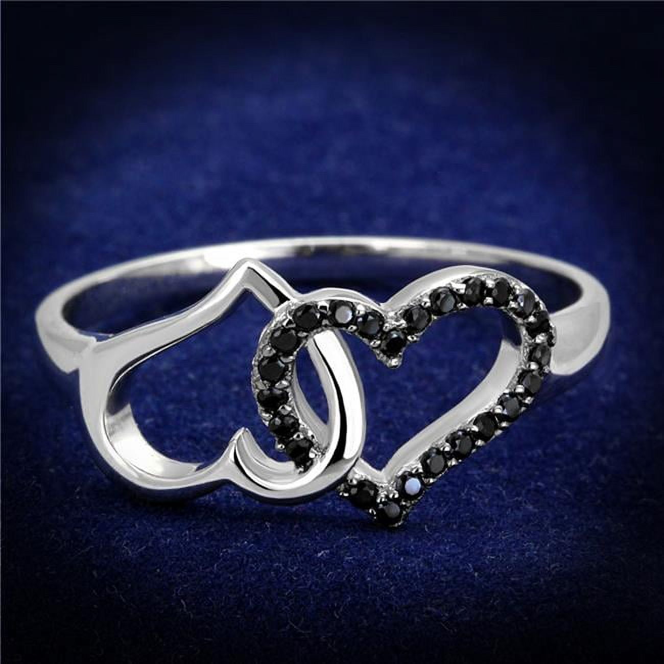 TS316-7 Women Rhodium & Ruthenium 925 Sterling Silver Ring with AAA Grade CZ in Black Diamond - Size 7