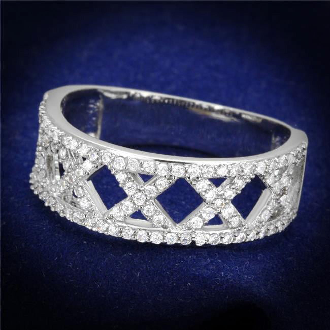TS354-6 Women Rhodium 925 Sterling Silver Ring with AAA Grade CZ in Clear - Size 6