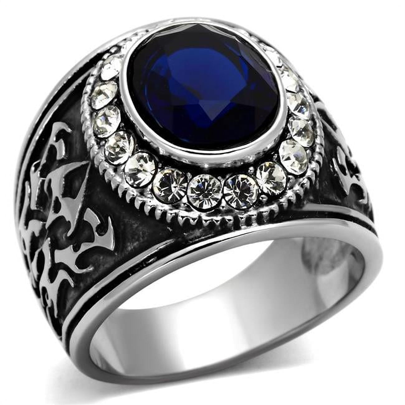 TK1075-12 Men High Polished Stainless Steel Ring with Synthetic in Montana - Size 12