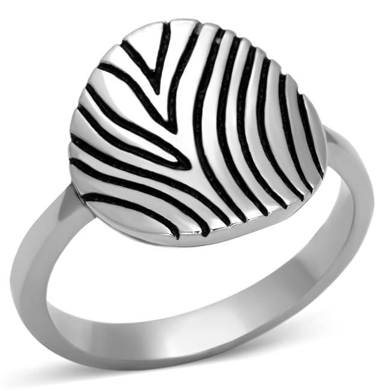 Women High Polished Stainless Steel Ring with Epoxy in Jet - Size 5