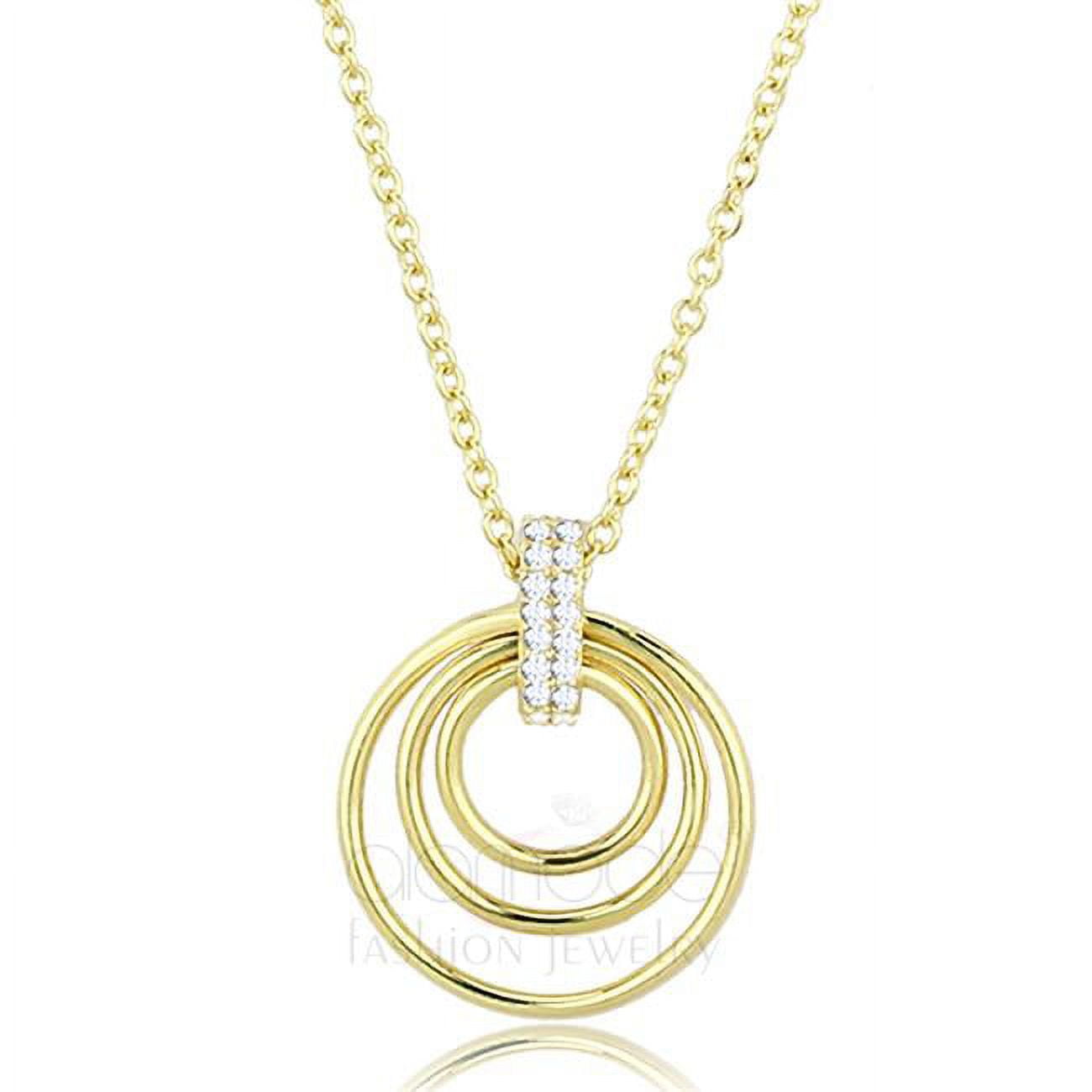 TS601-16 Women Gold 925 Sterling Silver Necklace with AAA Grade CZ in Clear - 16 in.