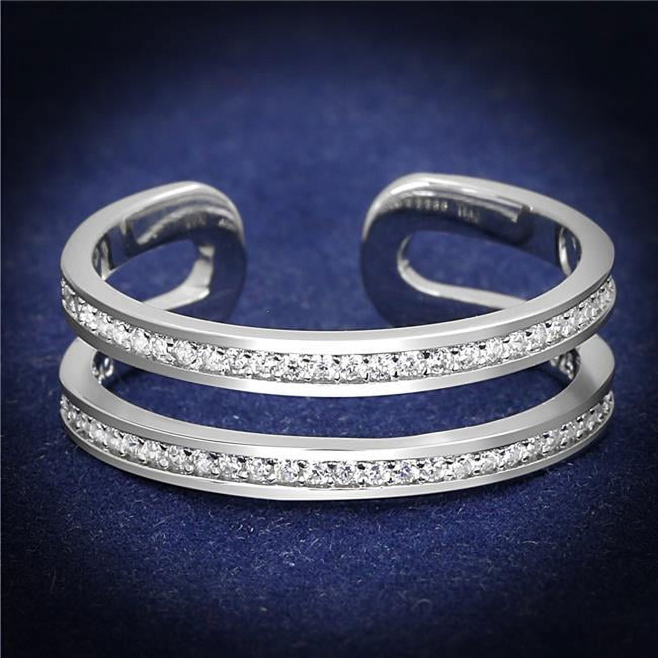 TS605-5 Women Rhodium 925 Sterling Silver Ring with AAA Grade CZ in Clear - Size 5