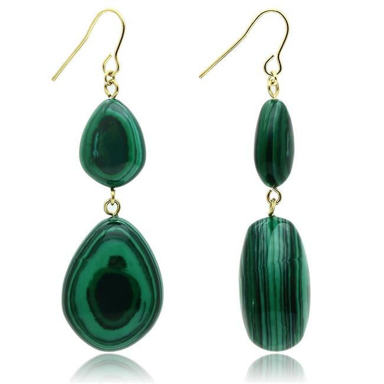 Women Gold Brass Earrings with Synthetic in Emerald