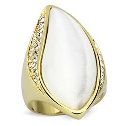Picture of Alamode VL082-7 Women IP Gold Brass Ring with Synthetic in White - Size 7