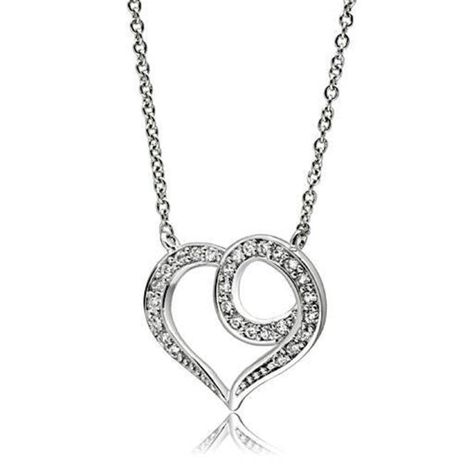 Picture of Alamode 3W075-16 Women Rhodium Brass Necklace with AAA Grade CZ in Clear - 16 in.