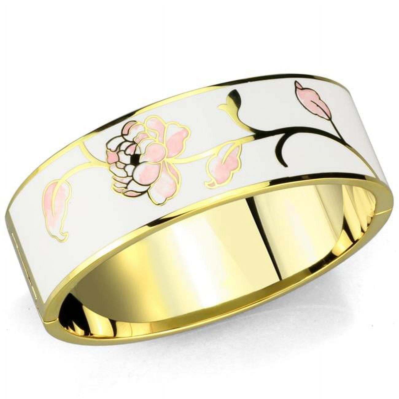 Picture of Alamode 3W1017-7.5 Women Gold White Metal Bangle with Epoxy in White - 7.5 in.