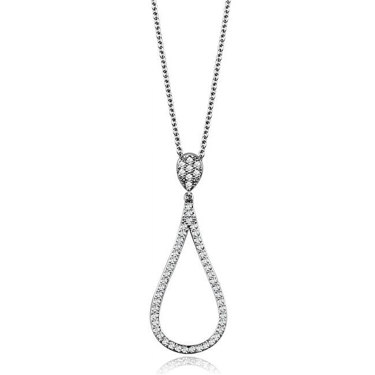 Picture of Alamode 3W1019-16Plus3 Women Rhodium Brass Chain Pendant with AAA Grade CZ in Clear - 16 & 3 in.