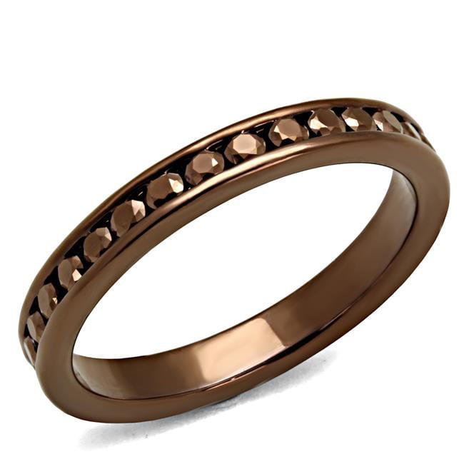 Women IP Coffee Light Brass Ring with AAA Grade CZ in Brown - Size 6