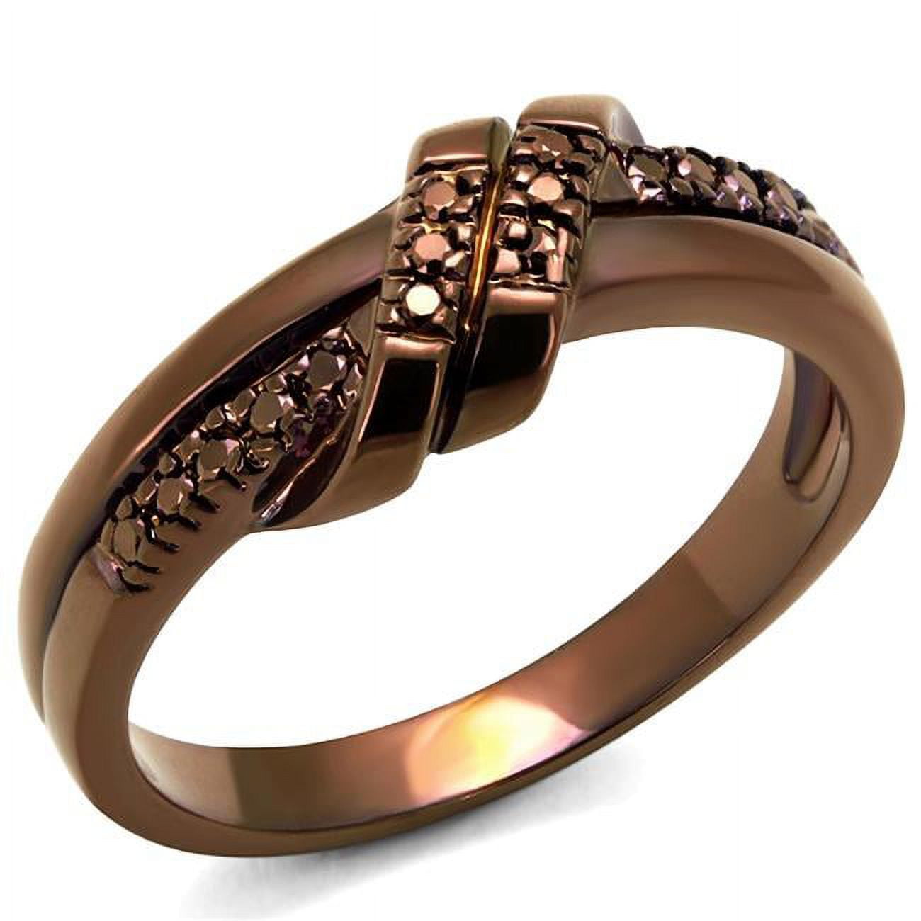Women IP Coffee Light Brass Ring with AAA Grade CZ in Light Coffee - Size 7