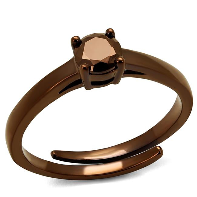 Women IP Coffee Light Brass Ring with AAA Grade CZ in Light Coffee - Size 5
