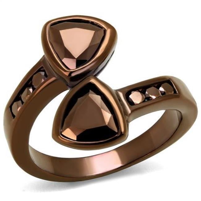 Women IP Coffee Light Brass Ring with AAA Grade CZ in Light Coffee - Size 7