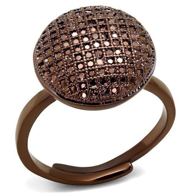 Women IP Coffee Light Brass Ring with AAA Grade CZ in Light Coffee - Size 7