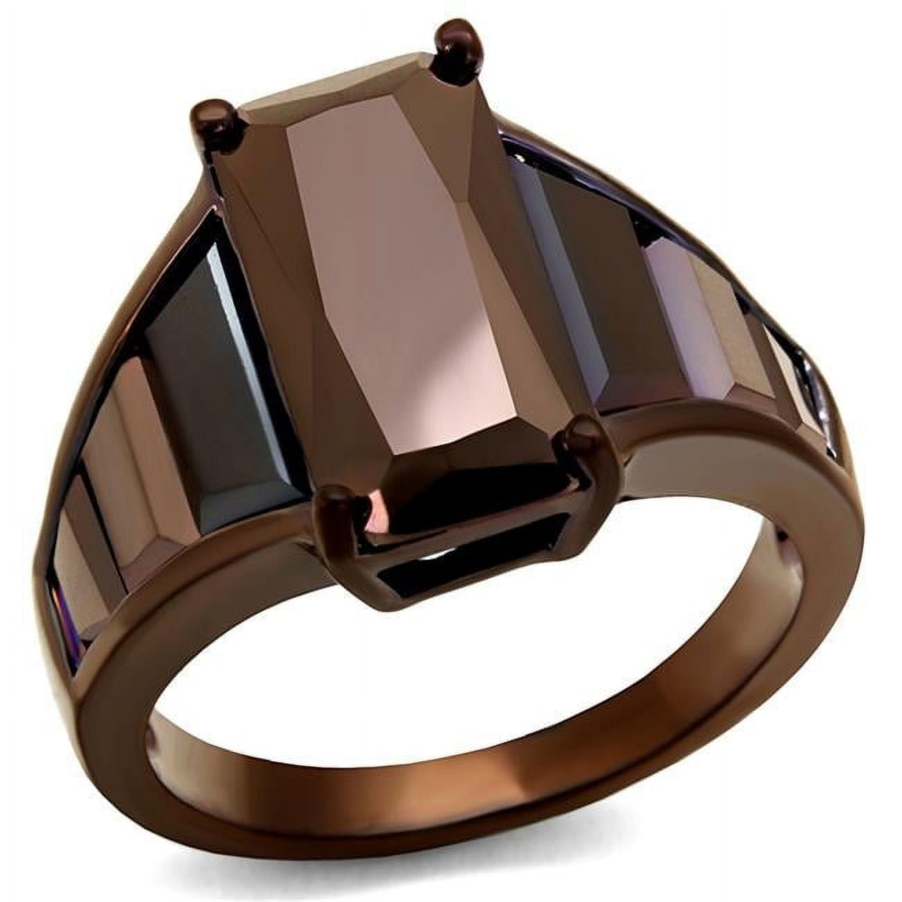 Women IP Coffee Light Brass Ring with AAA Grade CZ in Light Coffee - Size 6