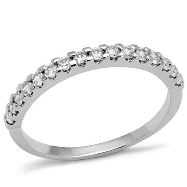 Women Rhodium Brass Ring with AAA Grade CZ in Clear - Size 9