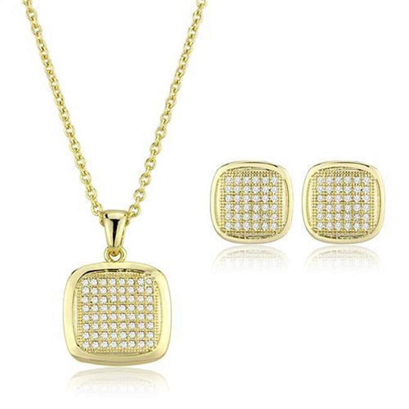 Picture of Alamode 3W1269-18 Women Gold Brass Jewelry Sets with AAA Grade CZ in Clear - 18 in.