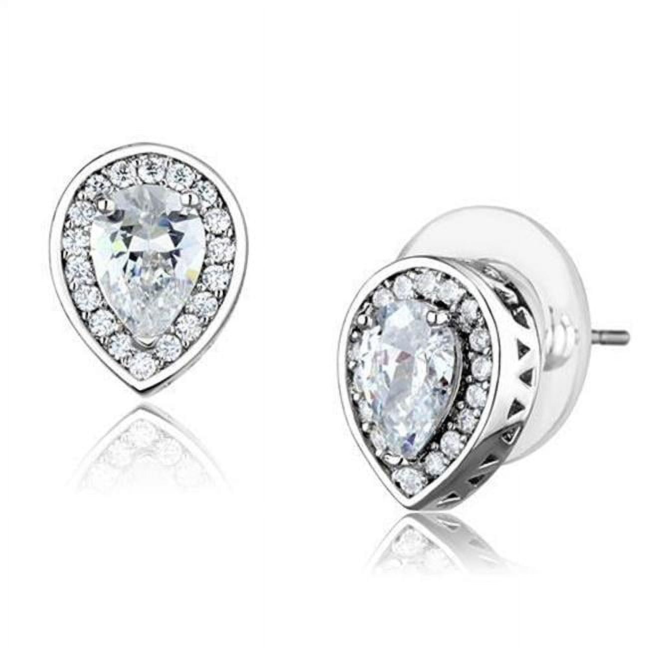 Picture of Alamode 3W1275 Women Rhodium Brass Earrings with AAA Grade CZ in Clear