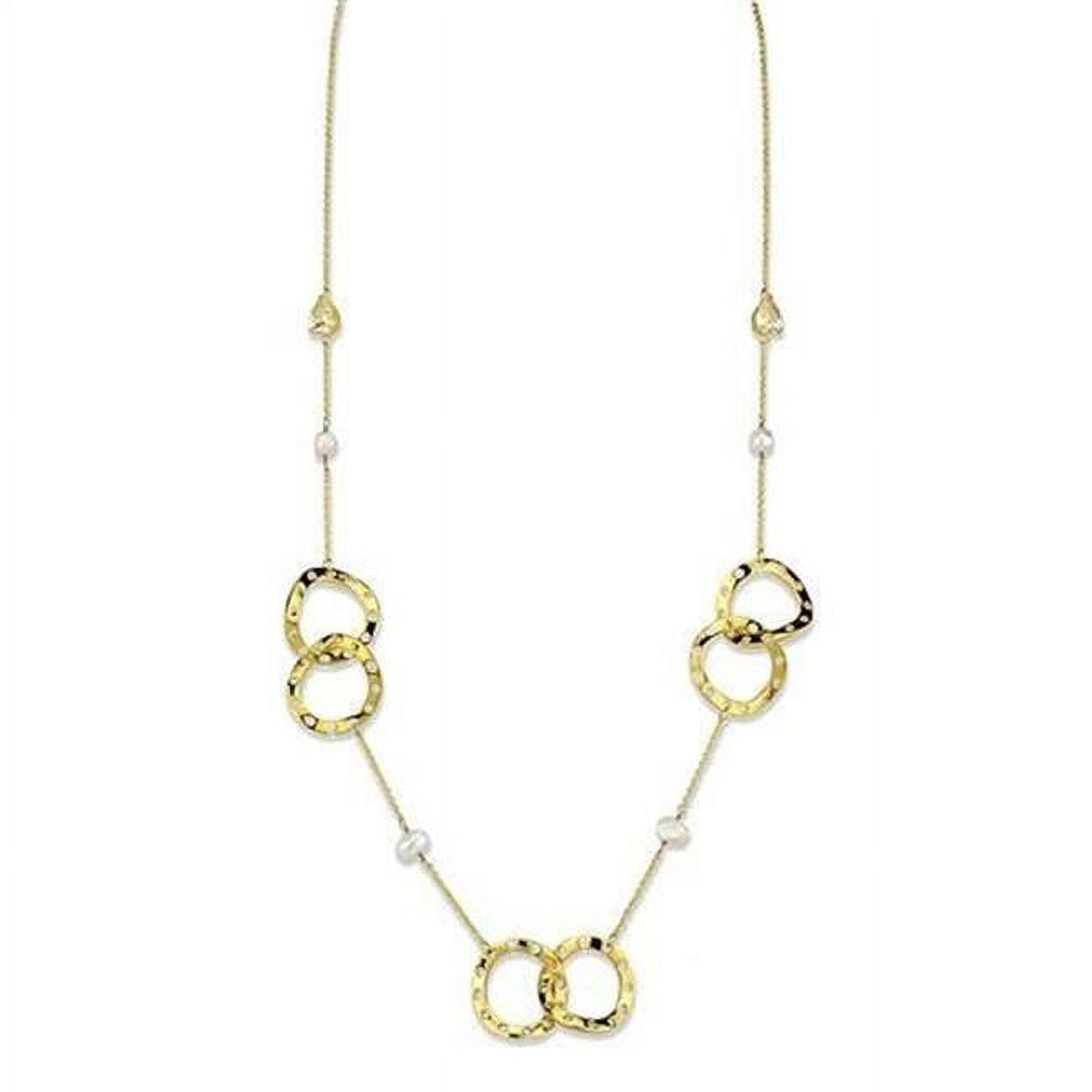 Picture of Alamode 3W1335-30 Women Gold Brass Necklace with AAA Grade CZ in Citrine Yellow - 30 in.